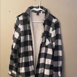 Urban Heritage Black and White Plaid Sherpa-Lined Jacket